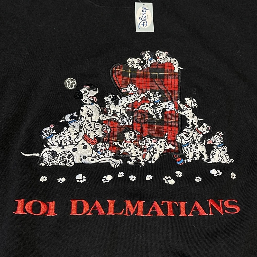 NWT Vintage 90s 101 Dalmatians Black Crewneck Sweatshirt Large Disney Store - Picture 6 of 9